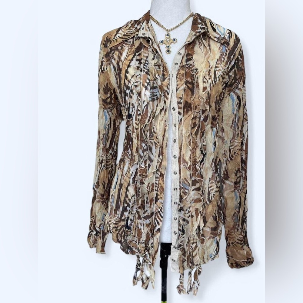 Violet & Claire Brown Patterned Button Down Shirt - image 1